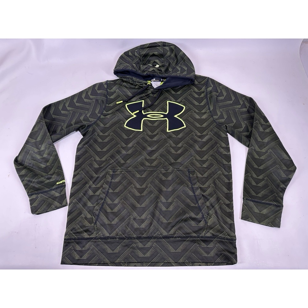 Under Armour Neon Fluorescent Yellow Hooded Sweatshirt Hoodie‎ Mens Size Medium